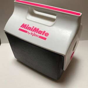 RETRO Igloo MiniMate Black White Hot Neon Pink VINTAGE Mini Ice Chest Lunch Box